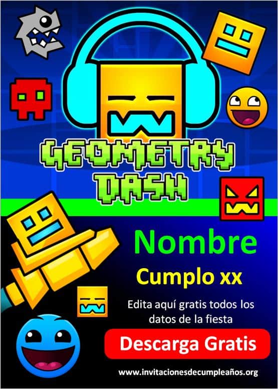 invitaciones de geometry dash para editar