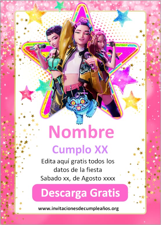  Invitaciones Kpop demon hunters