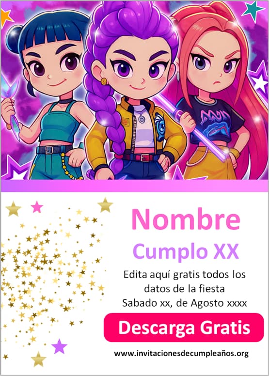 Invitaciones Kpop demon hunters