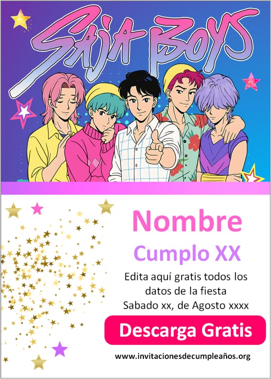 Invitaciones Kpop demon hunters varones