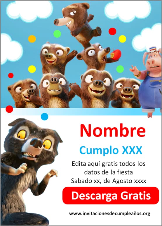 Invitaciones de Los 7 osos virtuales gratis