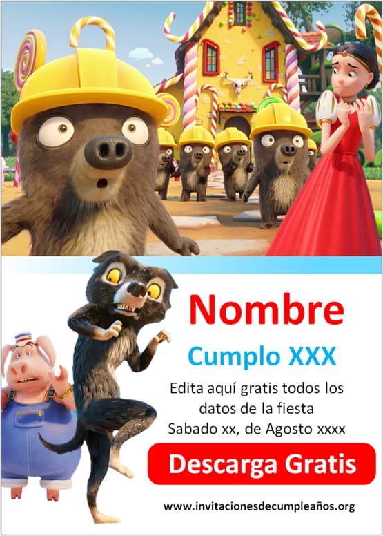 Invitaciones de Los 7 osos virtuales para editar gratis