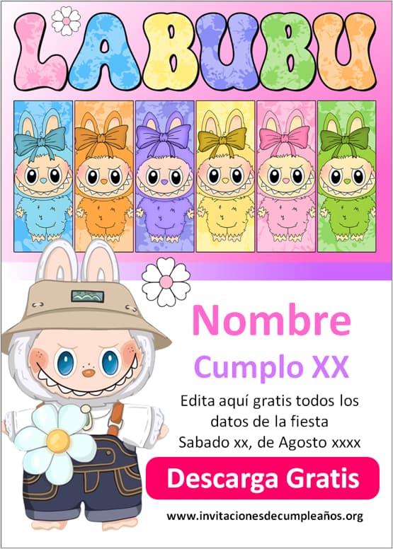 invitacion de cumpleaños Labubu gratis