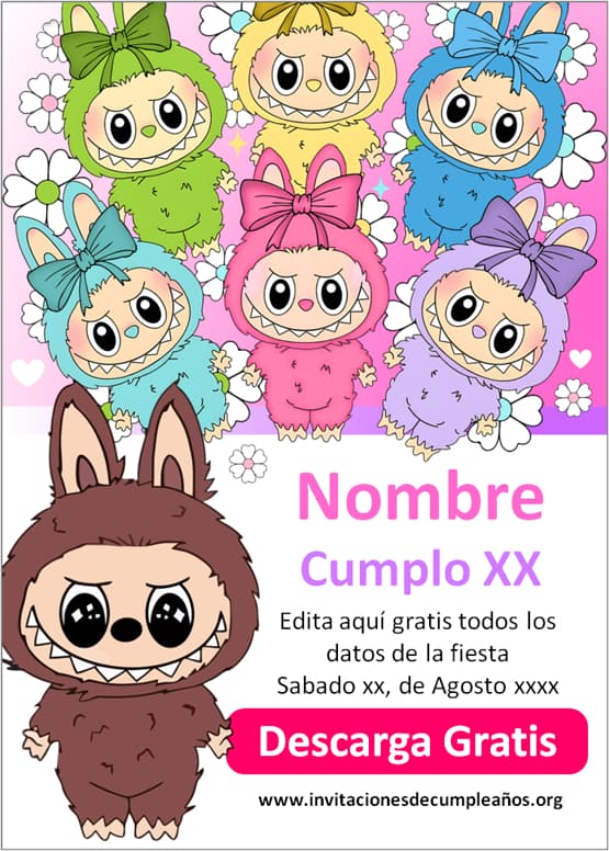 Invitaciones de Labubu gratis