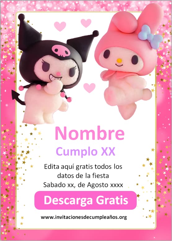 Invitaciones de My Melody y kuromi netflix
