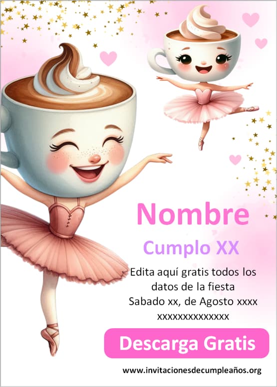 Invitaciones de Bailarina Capuchina digital online gratis