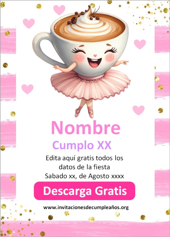 Invitación Bailarina Capuchina para descargar gratis