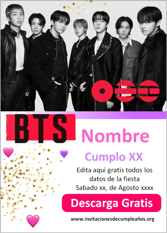 invitaciones BTS gratis