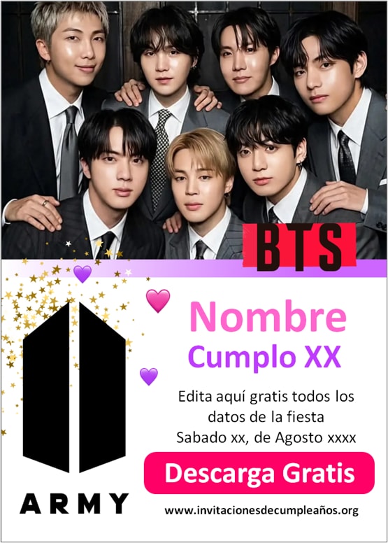 invitaciones BTS editables online