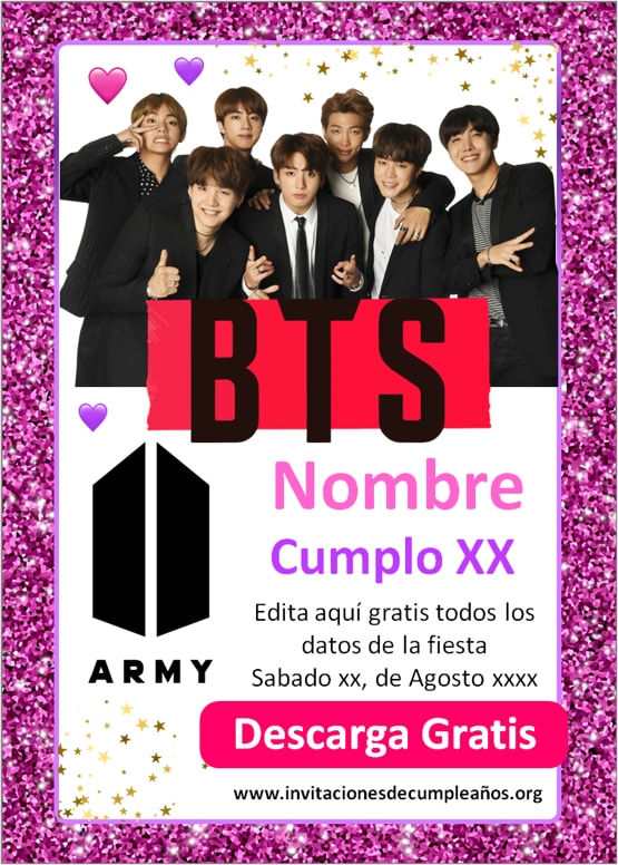 invitaciones BTS editables online