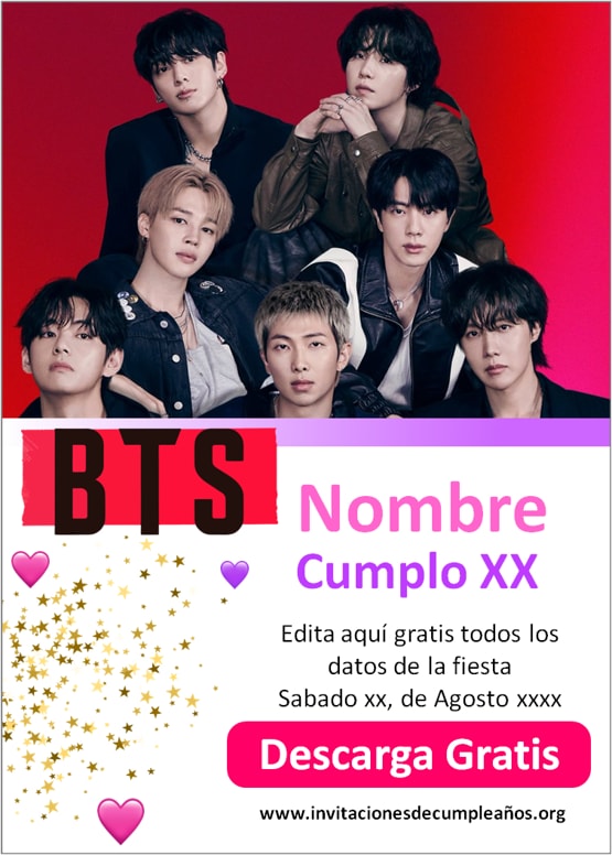 invitaciones BTS digitales gratis español