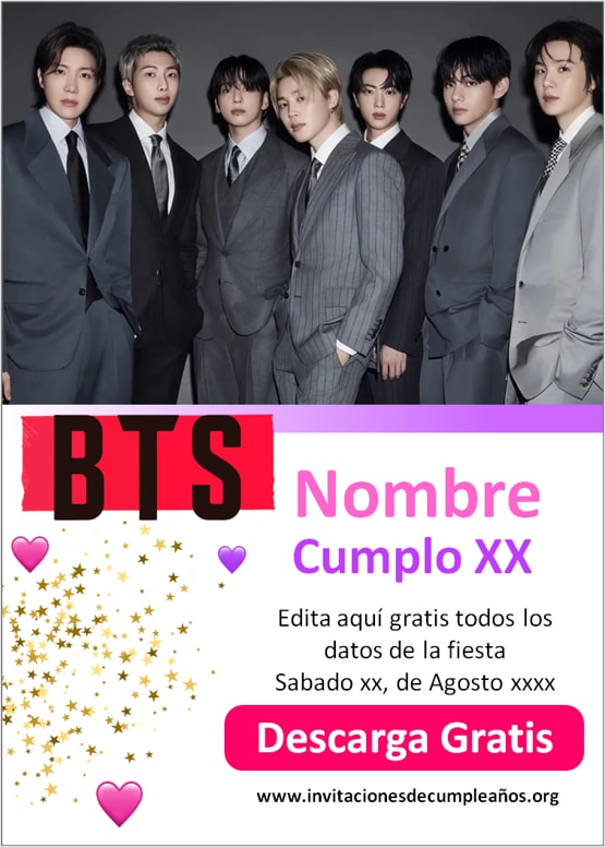 invitaciones BTS descarga gratis