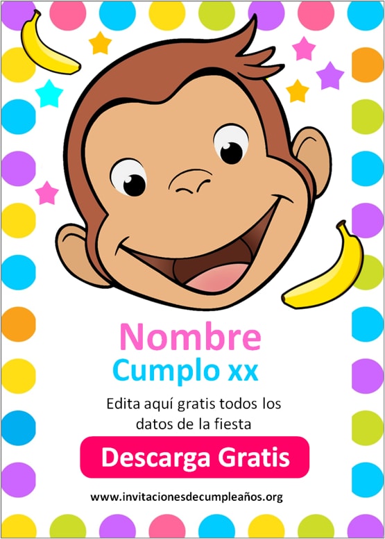 invitaciones Jorge el Curioso cumpleaños