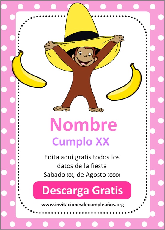 invitaciones Jorge el Curioso descargar gratis