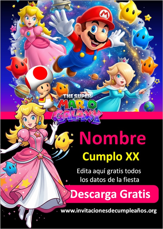 invitaciones de mario bros princesa peach