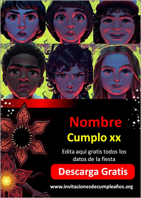 invitaciones Stranger Things personalizadas