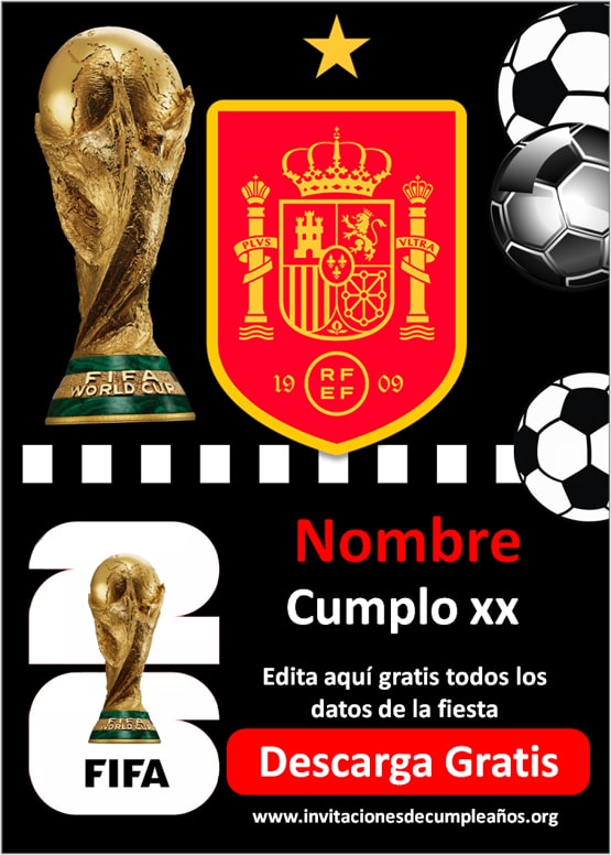 invitaciones Mundial 2026 temática fútbol