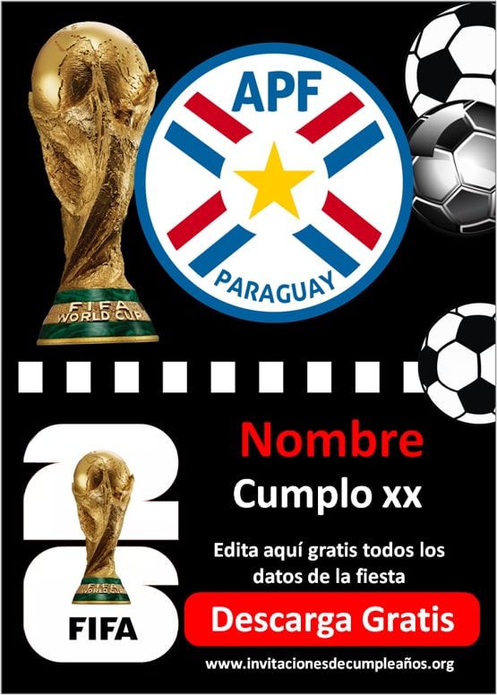 invitaciones Mundial 2026 balón fútbol