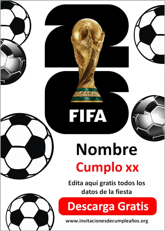 invitaciones Mundial 2026 cumpleaños