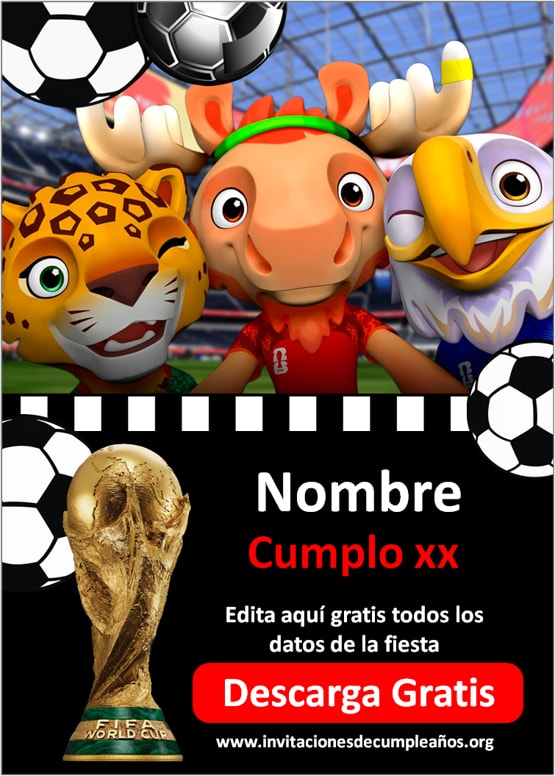 invitaciones fútbol 2026 tema mundial