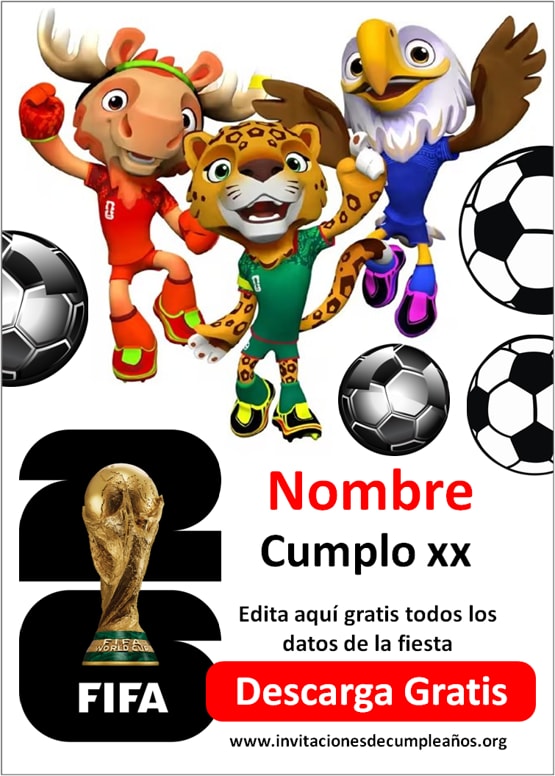 invitaciones Mundial 2026 niños