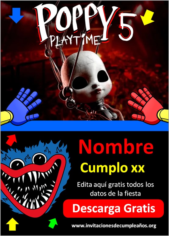 invitaciones Poppy Playtime 5 digitales