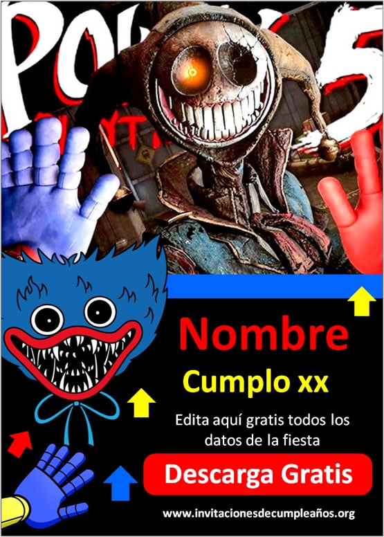 invitaciones Poppy Playtime 5 cumpleaños
