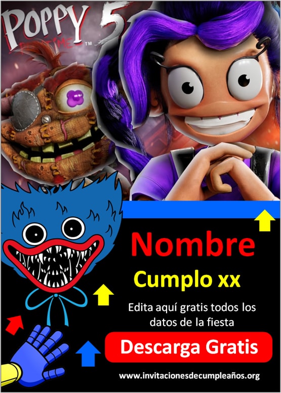 Invitaciones de Huggy Wuggy para editar gratis