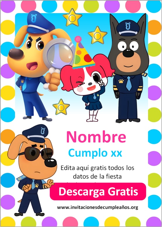 invitaciones Sheriff Labrador para imprimir pdf