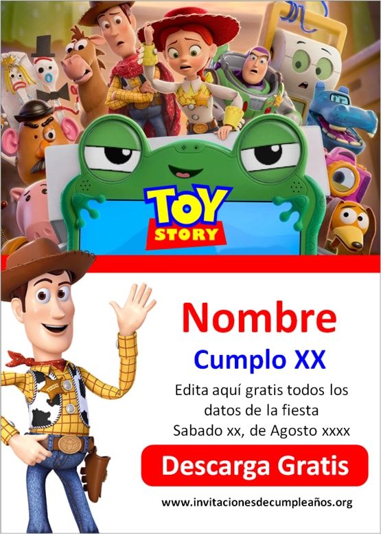 invitaciones Toy Story 5 cumpleaños